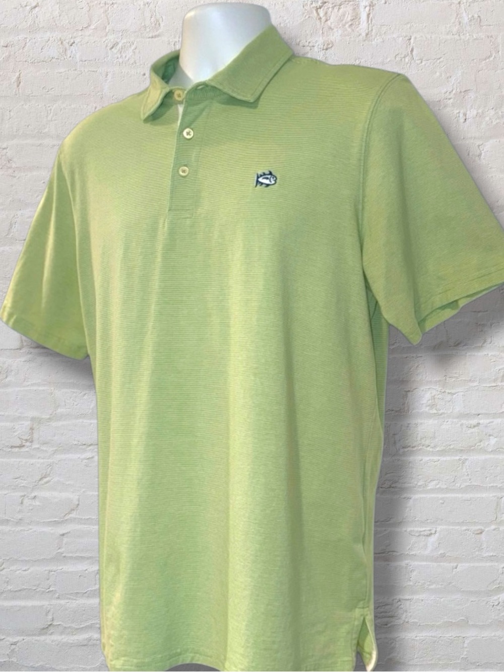 Southern Tide Pima Cotton Performance Polo Shirt | Green Stripe | Size Medium
